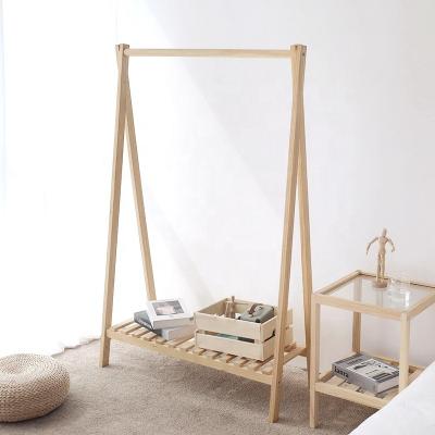 China Hanging Organizer Minimalist Bamboo Wooden Garment Display Rack for sale