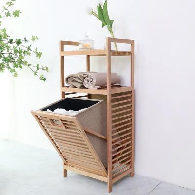 China Minimalist Foldable Bamboo Laundry Basket Clothes Sorter Basket for sale