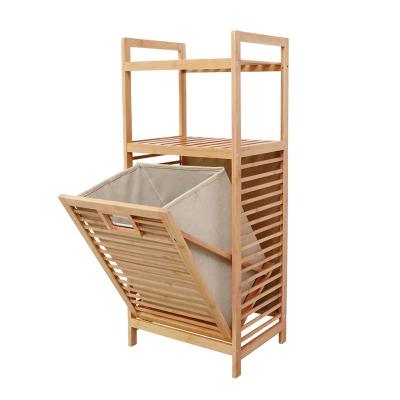 China Minimalist Bamboo Wooden Tissue Laundry Basket Chest Sorter for sale