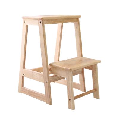 China Factory Sales Foldable Chair Two Solid Wood Stairs Sneak Square Foot Wooden Stool Stepping Stool For Bedroom Foldable By Pine for sale