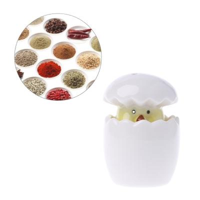 China Ceramic Pepper Shaker Chick Egg Style Seasoning Freshness Keeping Salt Pot Cooking Tableware Salt Pepper Cumin Powder Box Tool for sale