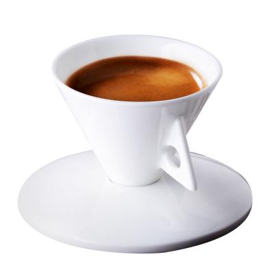 China Viable Light Luxury Bone China White Coffee Cup Set With Ceramic Plate Espresso Shot Cup With Saucer Coffee Cup Cup And Saucer 70ml for sale