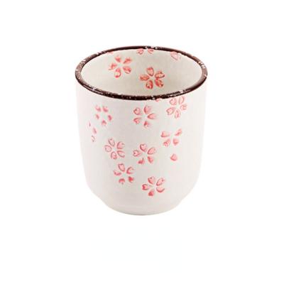 China Viable Japanese Style Sakura Pattern Ceramic Cup Tea Coffee Mug Wine Tumblers Water Juice Milk Cups Cafe Portable Drinkware for sale