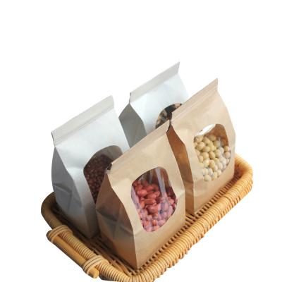 China Recyclable Hot Sale Products Kraft Paper Flat Bottom Brown Paper Bag With Transparent Window for sale