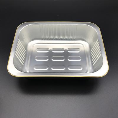 China No color fade at high temperature wholesale durable strength disposable food grade aluminum foil container with plastic cover for sale