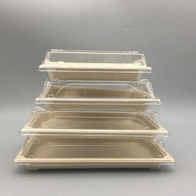 China Fast Food Compostable Hot Disposable Paper Biodegradable Sushi Vending Box Take Out Container for sale