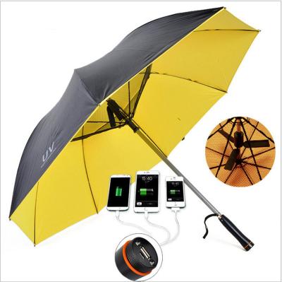 China Wholesale UV Protective Straight Clear Magical Travel Hanging Hanging Solar Umbrella With Fan Battery USB Custom Printed Logo Windproof for sale