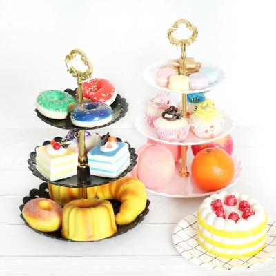 China Reusable Easy European Three-Layer Cake Stand Cake Stand Wedding Dessert Table Candy Fruit Plate Self-catering Cake Display Home Table Decoration Trays for sale