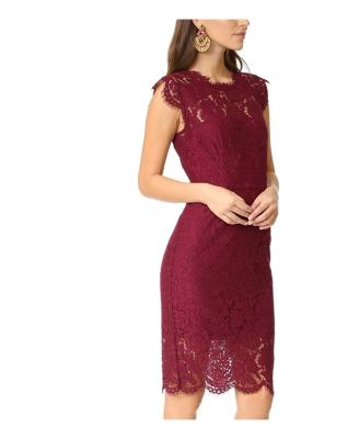 China New Fashion Anti-static Women's O Neck Cocktail Dress Lace Up Slim Bodycon Dress for sale