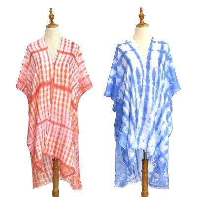 Китай Summer Fashion Squishy Beach Wraps Slim Squishy Coat Scarves Print Cover Up Tie Dye Poncho Women Cape Shawl Summer продается