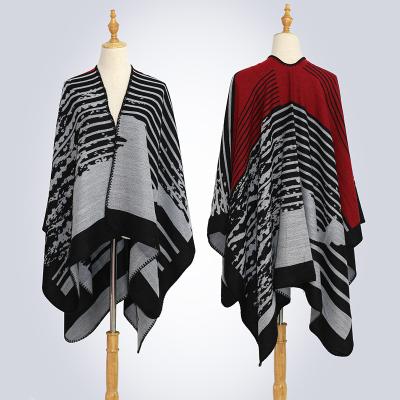 China Slime Fashion Knitted Cashmere Poncho Scarves And Shawls Poncho For Women Autumn Winter for sale