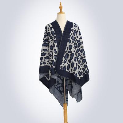 China Leopard Print Squishy Warm Woman Shawl Wrap Winter Scarf Ladies Casual Ponchos For Autumn Winter for sale