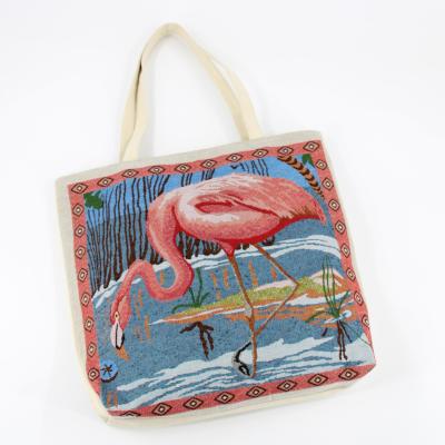 China Lady Thailand Burma Fashion Flamingo Beach Handbag Leisure Shopping Bag Shoulder Tote Ladies One-Shoulder Jacquard Bag for sale