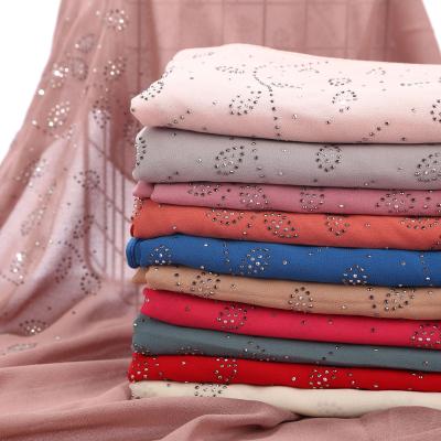 China Hot Selling Shiny Chiffon Hijab Crystal Malaysian Hijabs Scarves Islamic Faux Stone Elegant Main Wrap Pearl Chiffon for sale