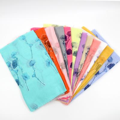 China Polyester Fashion Wholesale Custom Brand Logo Pattern Wide Linen Shawls Luxury Ladies Scarves For Women Designer Elegant Scarf for sale