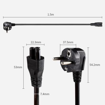 China Computer Cable 1.5M Black Power Connection Netzkabel IEC C5 Cloverleaf EU AC Power Cord Cable 220V for sale