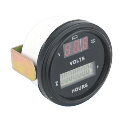 China DJP-806 Dual Display Volt And Log Working Time Volt LED Hour Meter Diameter 51.5mm for sale