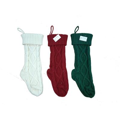 China Foot Custom Design Toy Christmas Eve Tree Decoration Cuff Ribbed Knit Christmas Stocking for sale