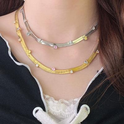 China Fashion New Products TRENDY Women Trending Jewelry Snake Necklace With Colorful Zircon for sale