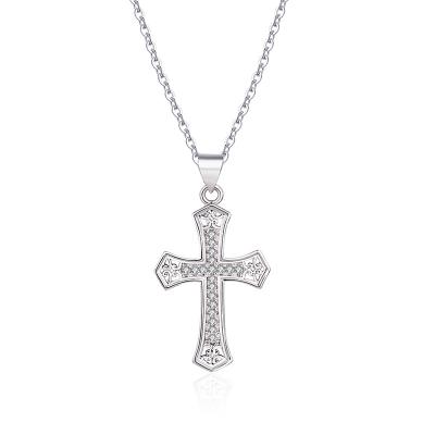 China New Amazon Hot CLASSIC Wholesale Diamond Wish Necklace CZ Jesus Cross Clavicle Pendant Necklace for sale