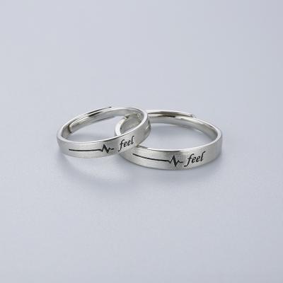 China Minimal Resizable 925 Sterling Silver Couple Ring Fashion Living Opening Adjustable Ring for sale