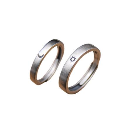 China Romantic the couple's new S925 sterling silver ring is a simple fashion open pair of rings from Japan and Korea for sale