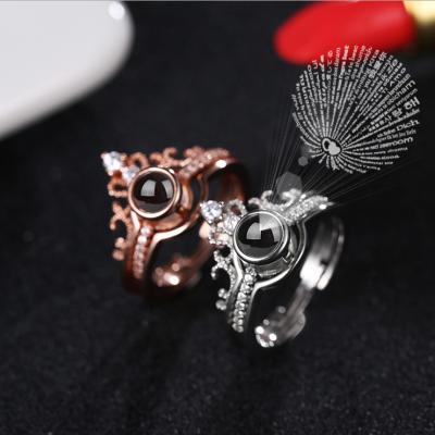 China Fashion 100 Tongues Ring FASHIONABLE Crown Ring Couples Open Ring I Love You for sale