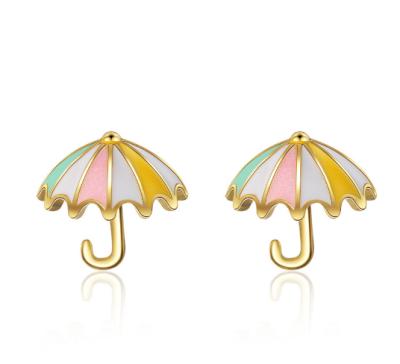 China CLASSIC Colorful Enamel Stud Earrings For Women&Children Rainbow Umbrella Earring for sale