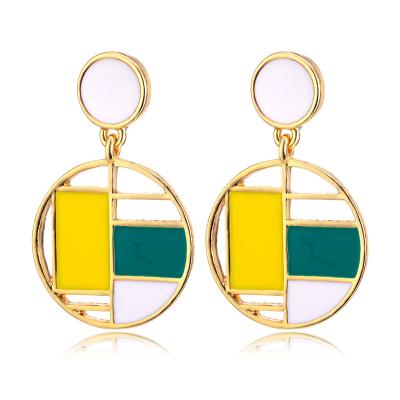 China CLASSIC Circular Irregular Geometric Pattern Acetate Dish Earring for sale