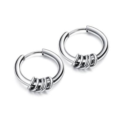 China CLASSIC fast delivery wholesale simple circle steel earring style with five tiny circles for sale