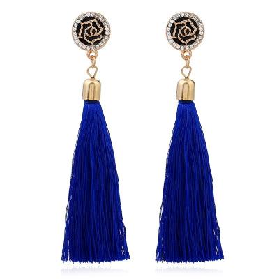 China CLASSIC Bohemian Boho Tassel Earrings Long Rose Flower Dangling Earrings Exaggerated For Women for sale