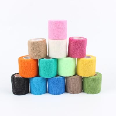 China Custom Woven Veterinarian Self Adhesive Wrap 100% Cohesive Elastic Adhesive Bandage Logo Printing Medical Supplies Non Easy Tear Cotton for sale