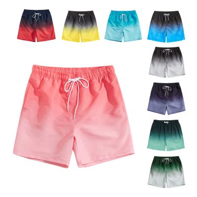 China Best Amazon Gradient Color Anti-Wrinkle Color Quick-Drying Summer Surf Sale Men's Beach Shorts for sale