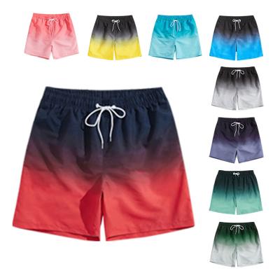 China anti-wrinkle wholesae gradient color swimming trunks board beach graffiti graphic mens shorts quick dry custom made mens swim trunks breathable for sale