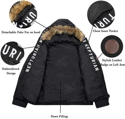 China Custom Men's Stripper Warm Heavyweight Anti-Shrink Winter Windproof Jacket Waterproof Down Coat Faux Fur Hoodies Jacket for sale