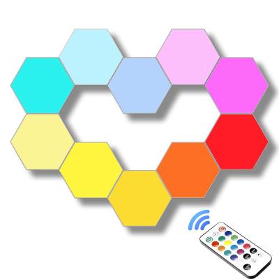 China Minimalist OEM ODM Wall Lamp DIY Hexagonal Light Remote Control Honeycomb Modular Night Lighting Home Lighting Hexagon Touch Lights for sale