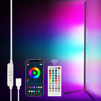 China Minimalist ODM Dimmable OEM Smart Home Light Gaming Tripod Corner RGBW LED Remote Control Lighting Standing Floor Lamp Torchiere RGB for sale