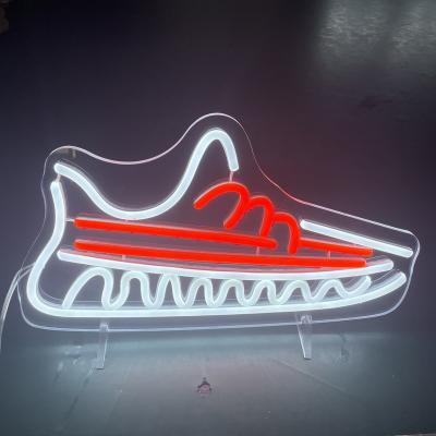 China Custom Outdoor Open Acrylic Led Neon Sign Sports Shoes Neon Signs Sneakers Display Box Neon Sign 12v Dim Buildings for sale