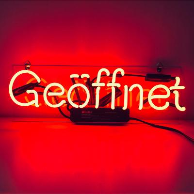 China Easy Setup New Product Ideas Customized Glass Neon Sign Visual Artwork Geoffnet Led Neon Sign Free Design for sale