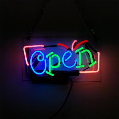 China Popular Custom Glass Display Decoration Easy Installation Piping Neon Signs Open Letters Acrylic Led Neon Sign for sale