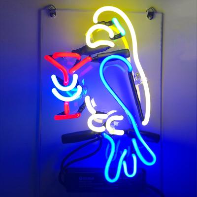 China Easy Installation Custom NO MOQ Glass Neon Signs For Colorful Bird Design Decoration Led Sign Neon Lights for sale