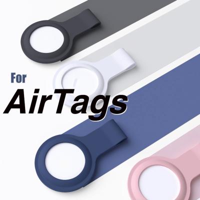 China Key Chain Ring Clip Holder For Apple Airtags Logo Key Case Customized Silicone Air Tag Case Shockproof Cover For Airtag for sale