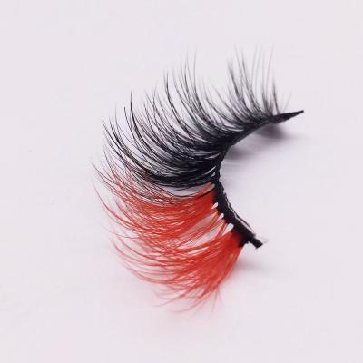 China Real Fake Colorful Mink Lashes Private Label Eyelash Curler 3D Long False Fan Synthetic Natural Silk Fur Mark Cosmetic Colored Eyelash for sale