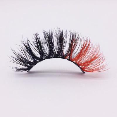 China 20mm long strip natural hand made light color 3d synthetic eyelashes colored faux mink lashes for sale