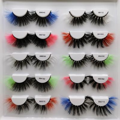 China Long 2021 Fashion Natural Wholesale Mink Lashes Synthetic Colored Eyelashes Extension Colorful False False Eyelashes 3D With Box Customized for sale