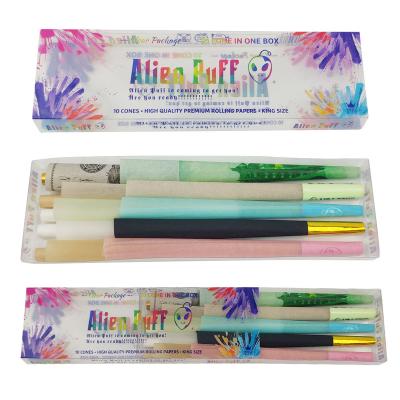 China Transparent Plastic Color Printing Hemp Rolling Paper Package Private Label Pre Roll Cone Smoking Paper for sale