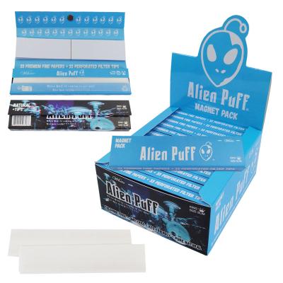 China Wooden Hold Customized 100% Natural Organic Big Alien Blast Magnet Narrow Rolling Paper With Tips In Stock for sale