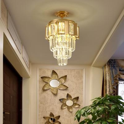 China Surface Mounted Indoor Modern Luxury 12w Leaded Crystal Ceiling Light Hotel Corridor Light for sale