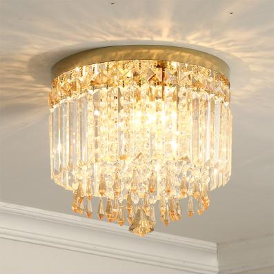 China Surface Mounted Modern Luxury Gold K9 Hotel Corridor Interior Lighting Crystal Ceiling Lamps for sale