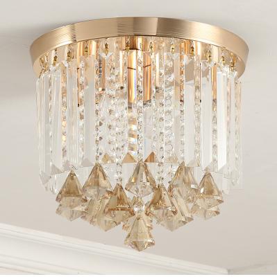 China Exterior Mounted Modern Interior Led Lighting Corridor Hotel Gold Luxury Crystal Small K9 Pendant Lamp for sale